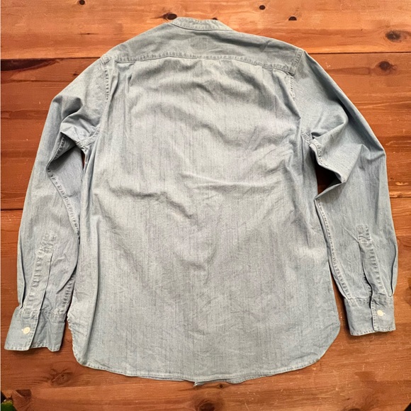 Mens Light Blue J Crew Preacher Collar Casual Button Down Shirt Medium - Picture 4 of 4